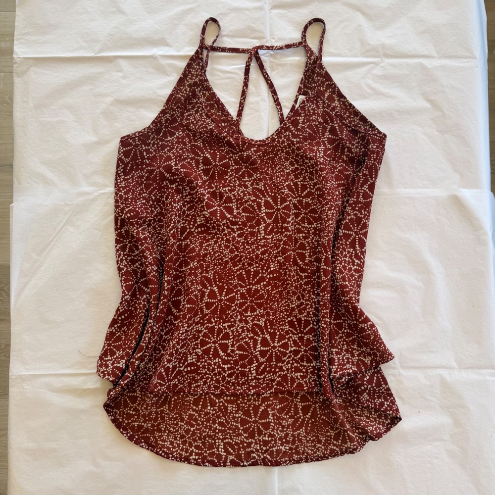 Sienna Sky Cami Tank Top Womens XS Rust Red Geometric Strappy Back Good